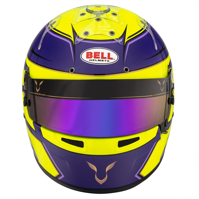 Bell KC7-CMR Kart Helmet - Lewis Hamilton Yellow/Purple With Free HP Helmet Bag - Front - Fast Racer