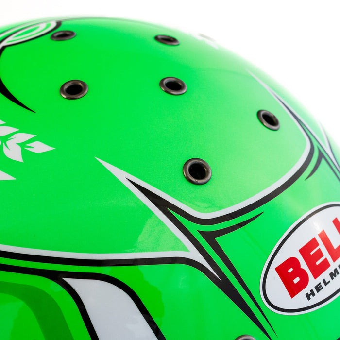 Bell KC7-CMR Champion Green Kart Helmet with a free Fleece Helmet Bag - Top Air Intake - Fast Racer