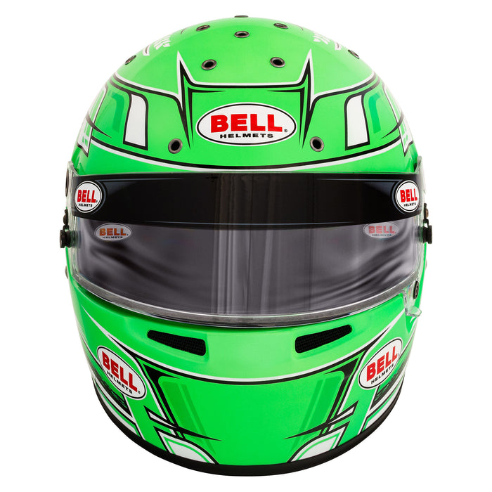 Bell KC7-CMR Champion Green Kart Helmet with a free Fleece Helmet Bag - Front - Fast Racer