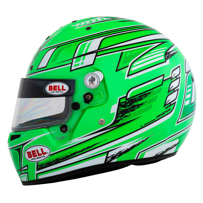 Bell KC7-CMR Champion Green Kart Helmet with a free Fleece Helmet Bag - Left - Fast Racer