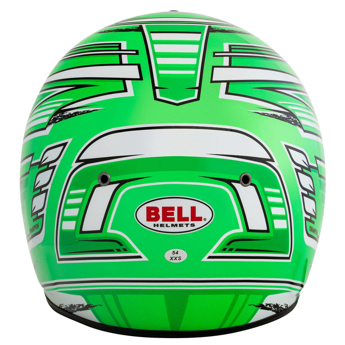 Bell KC7-CMR Champion Green Kart Helmet with a free Fleece Helmet Bag - Rear - Fast Racer