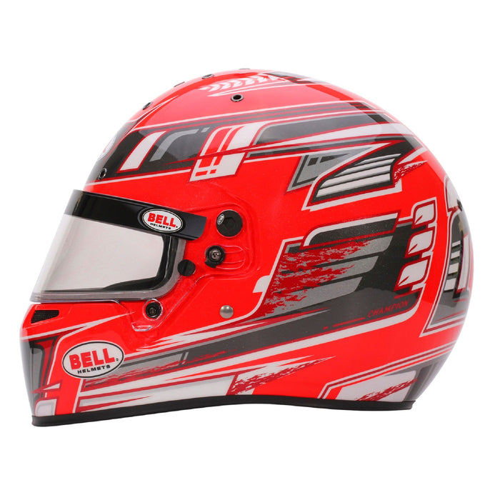 Bell KC7-CMR Champion Anthracite/Red Kart Helmet  - Free Bell Fleece Helmet Bag - Left - Fast Racer