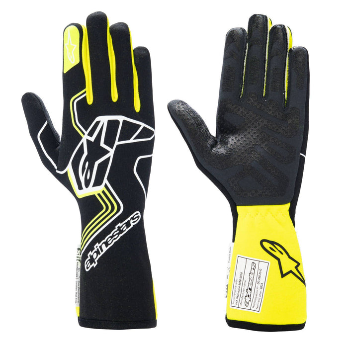 Alpinestars Tech-1 Race V4 Racing Glove - FIA and SFI 3.3 Rated - Black/Yellow Fluo - Fast Racer