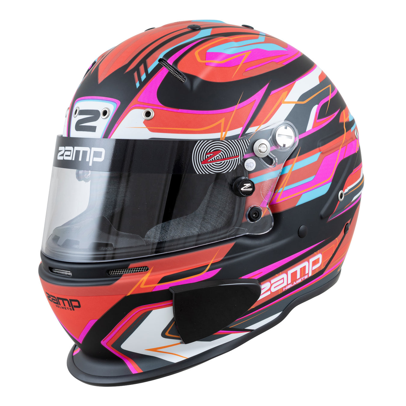 Zamp RZ-70E Switch Matte Graphic Red/Black Racing Helmet Main View - Fast Racer