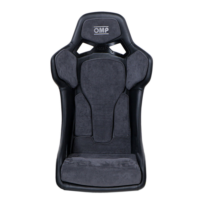 OMP RT Carbon Shell Race Seat FIA - Front View - Black Leather / Suede Microfiber - Fast Racer