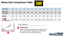 OMP Race Shoes Size Comparison Table USA - European - Brazil - Centimeters - Fast Racer