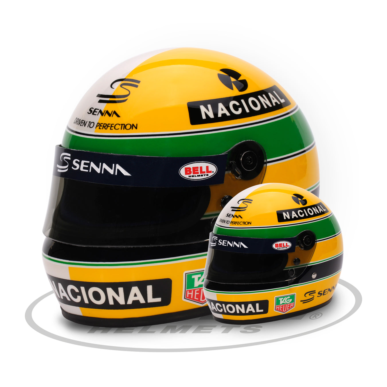 Bell 1:2 Scale Mini Helmet Replica Ayrton Senna 30 Years Legacy - Big and Small - Fast Racer