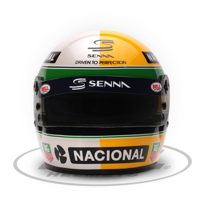 Bell 1:2 Scale Mini Helmet Replica Ayrton Senna 30 Years Legacy - Front - Fast Racer