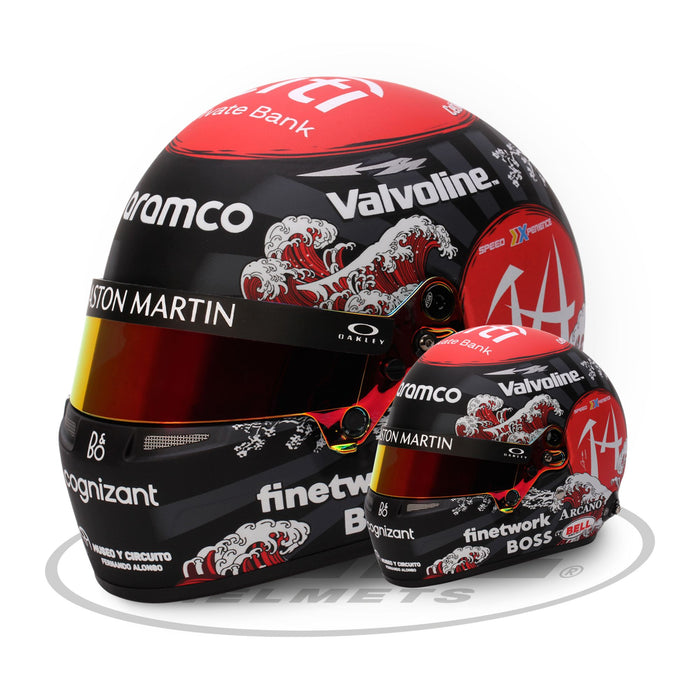 Bell Collectable 1:2 Scale Mini Helmet Fernando Alonso 2024 Aston Martin Japanese GP - Big and Small - Fast Racer