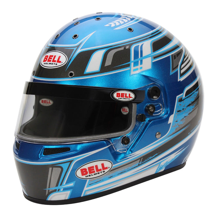 Bell KC7-CMR Champion Anthracite/Blue Kart Helmet  - Free Bell Fleece Helmet Bag - Main - Fast Racer