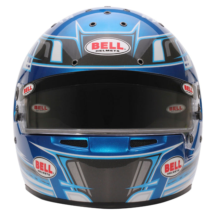 Bell KC7-CMR Champion Anthracite/Blue Kart Helmet  - Free Bell Fleece Helmet Bag - Front - Fast Racer