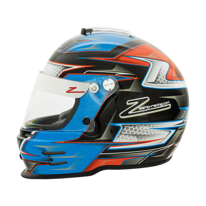 Zamp RZ-42Y Youth Snell - CMR2016 Helmet - Blue/Orange - Youth Helmets - Left - Fast Racer