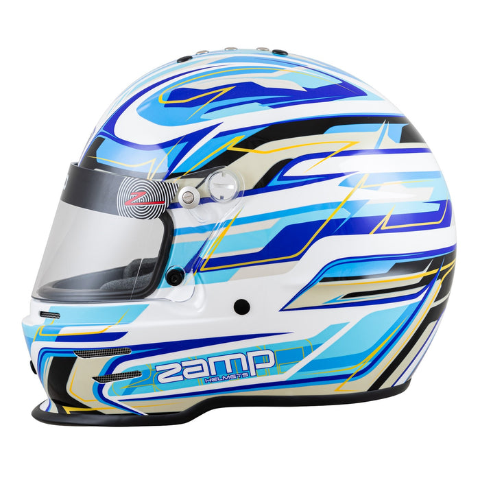 Zamp RZ-42Y C4 Youth Snell CMR2016 Graphic Racing Helmet - White/Blue - Left - Fast Racer