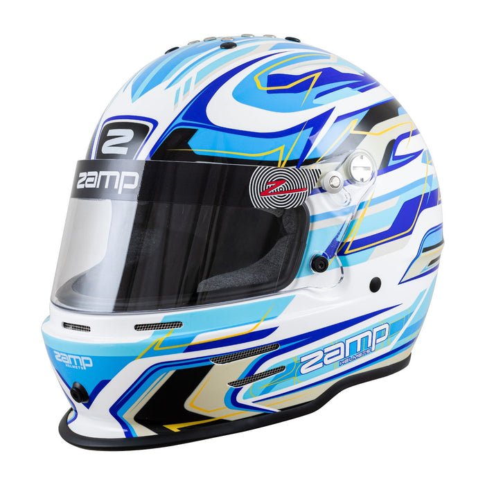 Zamp RZ-42Y C4 Youth Snell CMR2016 Graphic Racing Helmet - White/Blue - Main - Fast Racer