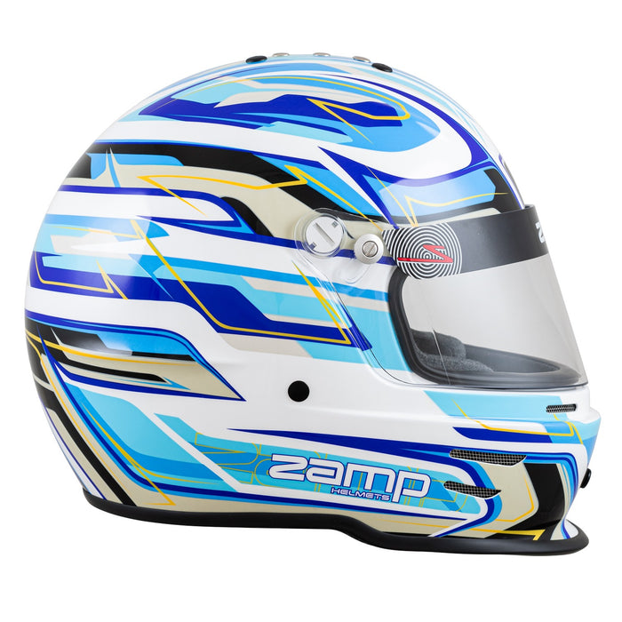 Zamp RZ-42Y C4 Youth Snell CMR2016 Graphic Racing Helmet - White/Blue - Right - Fast Racer