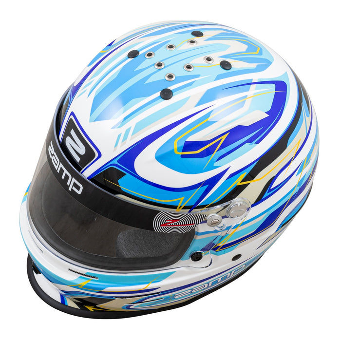 Zamp RZ-42Y C4 Youth Snell CMR2016 Graphic Racing Helmet - White/Blue - Top - Fast Racer