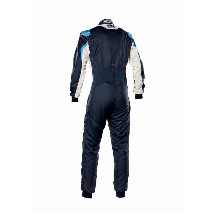 OMP Tecnica Evo Race Suit - Fire Suit - Auto Racing Suit - Navy Blue / White - Fast Racer