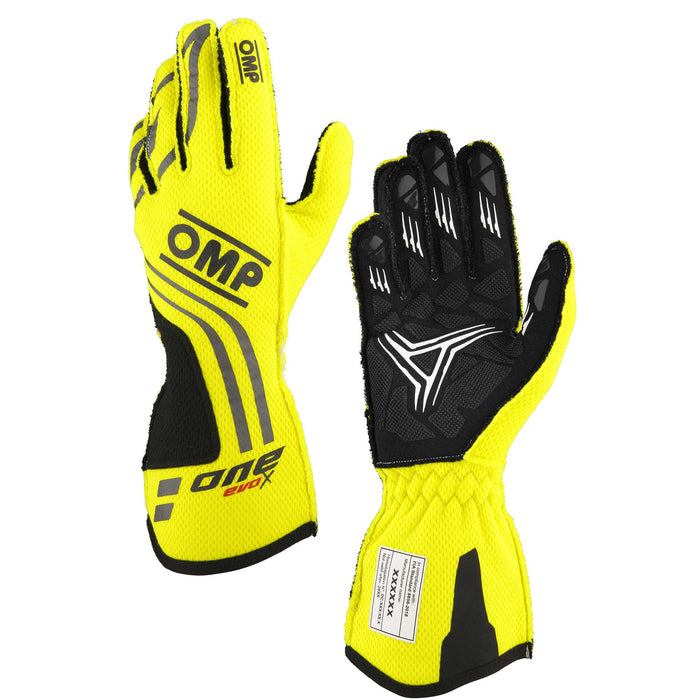 OMP ONE EVO-X MY24 Racing Gloves FIA 8856-2018 - Yellow Pair - Fast Racer