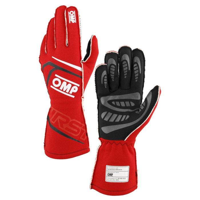 OMP FIRST Racing Gloves FIA - Red/White - Fast Racer