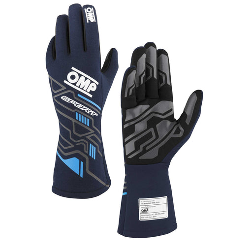 OMP SPORT Racing Gloves FIA 8856-2018 Approved - navy Blue/Cyan - Fast Racer