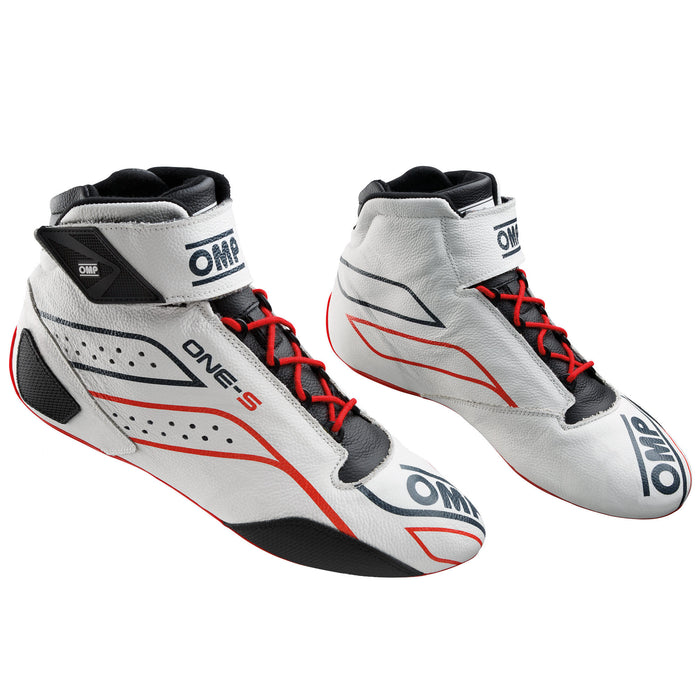 OMP ONE-S Auto Racing Shoes  - White Pair - Fast Racer