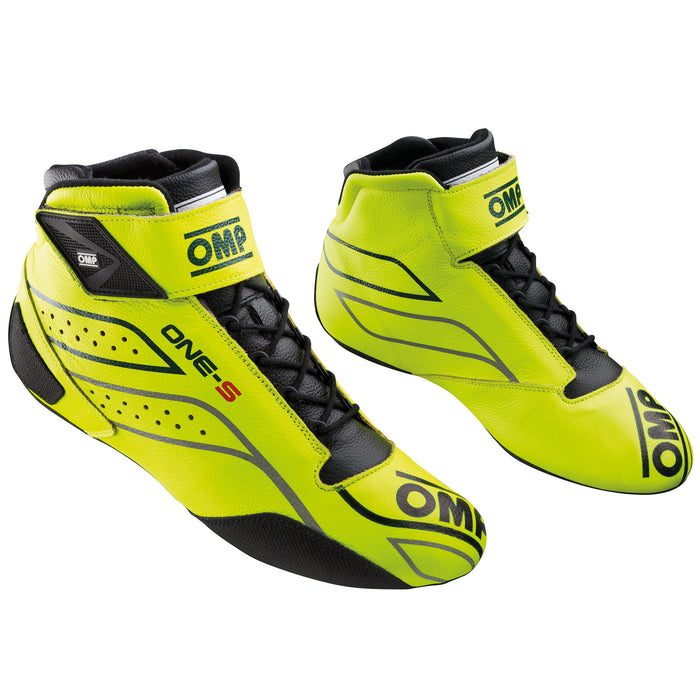 OMP ONE-S Auto Racing Shoes  - Yellow Fluo Pair - Fast Racer