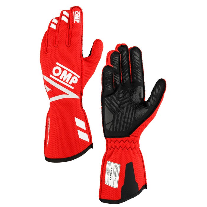 OMP ONE EVO FX Racing Gloves FIA 8856-2018 - Red Pair - Fast Racer