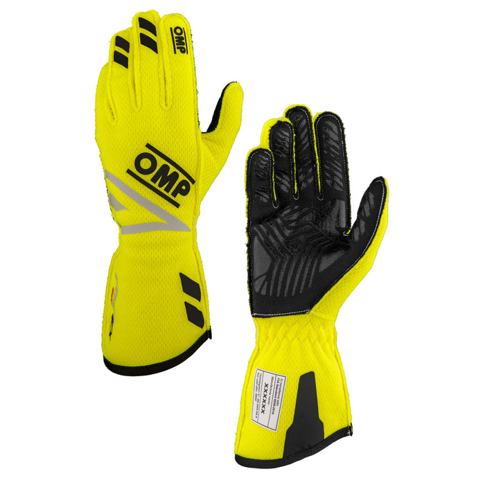 OMP ONE EVO FX Racing Gloves FIA 8856-2018 - Yellow Pair - Fast Racer