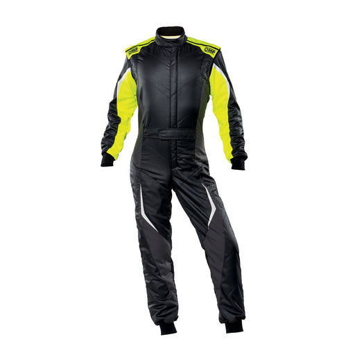 OMP Tecnica Evo Race Suit MY2021 - Fire Suit - Auto Racing Suit - Black / Yellow - Fast Racer