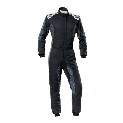 OMP Tecnica Hybrid Racing Suit - Black/Silver - Front - Fast Racer