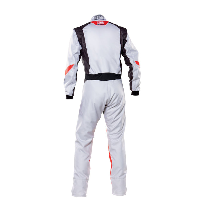 OMP KS-2 ART Karting Suit Silver/Red Rear, Sold by Fast Racer