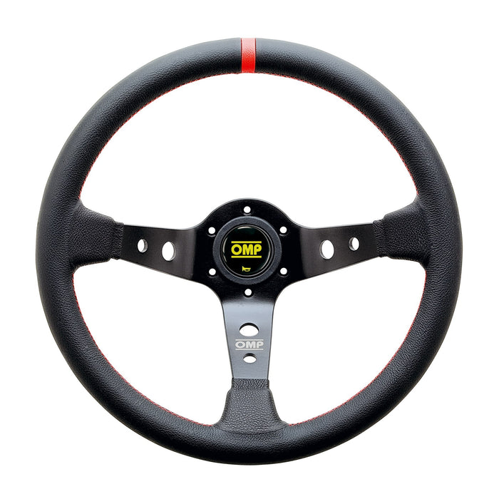 OMP CORSICA LISCIO STEERING WHEEL - Competition-style Steering Wheel - Black/Red - Fast Racer 