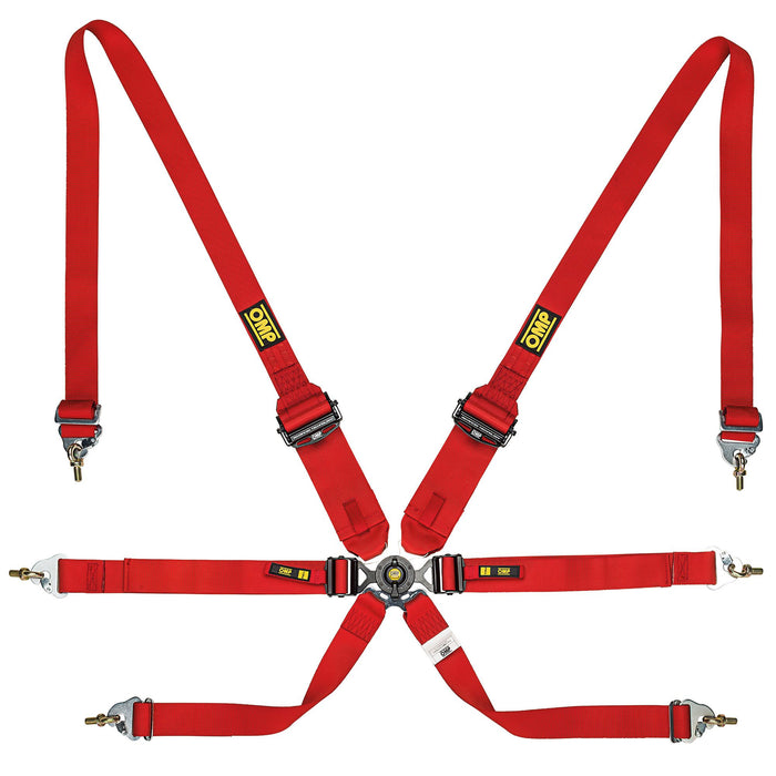 OMP ONE 3+2 Ultra-Lightweight Endurance Harness Red - Fast Racer