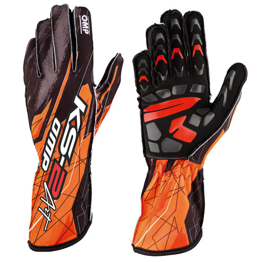 OMP KS-2 ART Kart Racing Gloves - Orange/Black - Fast Racer